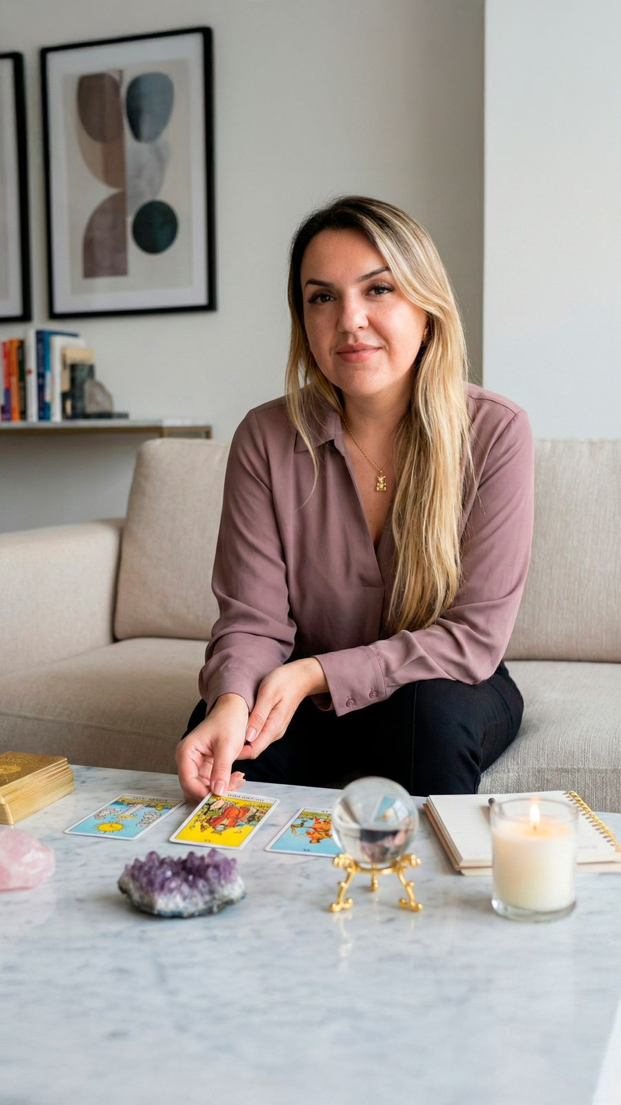 Médium Milena fazendo leitura de tarot